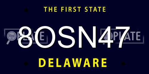 8OSN47 Delaware License Plate