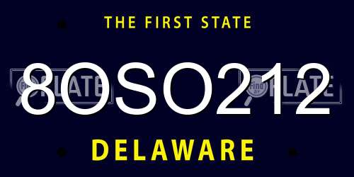 8OSO212 Delaware License Plate