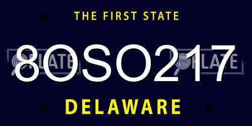8OSO217 Delaware License Plate