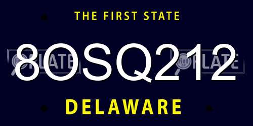 8OSQ212 Delaware License Plate