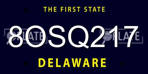 8OSQ217 Delaware License Plate