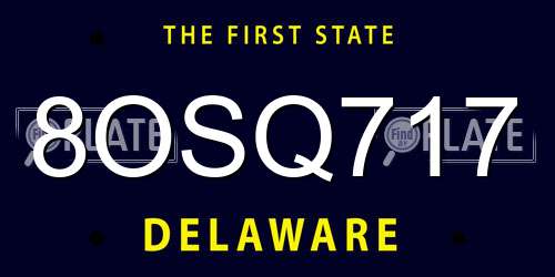 8OSQ717 Delaware License Plate