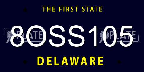 8OSS105 Delaware License Plate