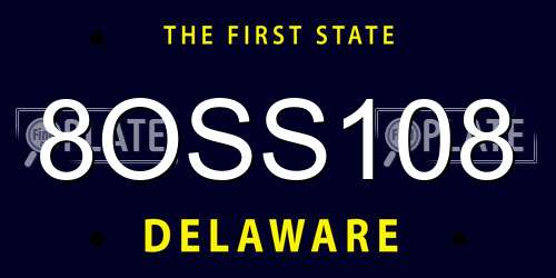 8OSS108 Delaware License Plate
