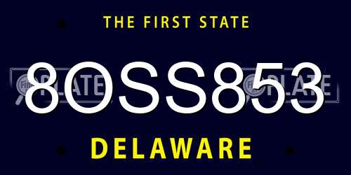 8OSS853 Delaware License Plate