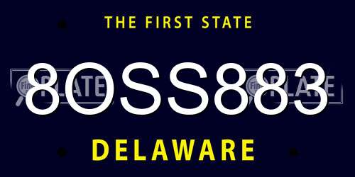 8OSS883 Delaware License Plate