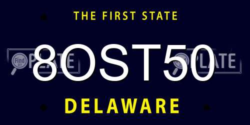 8OST50 Delaware License Plate
