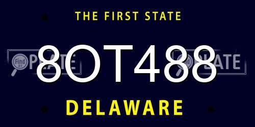 8OT488 Delaware License Plate