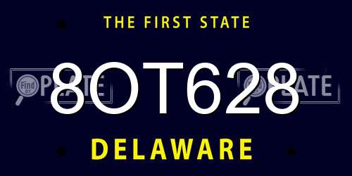8OT628 Delaware License Plate