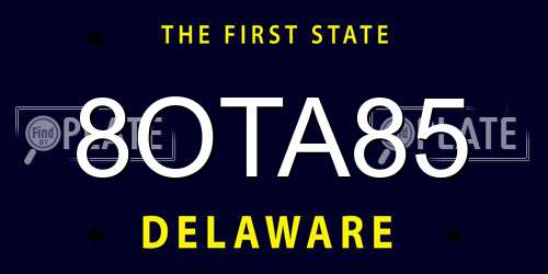 8OTA85 Delaware License Plate