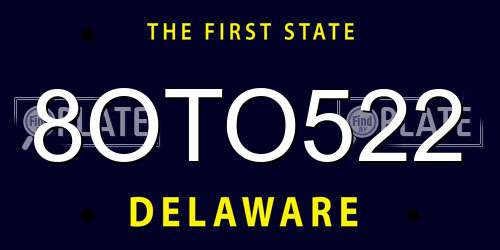 8OTO522 Delaware License Plate