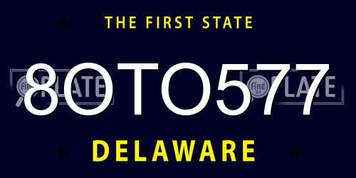 8OTO577 Delaware License Plate