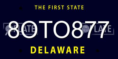 8OTO877 Delaware License Plate