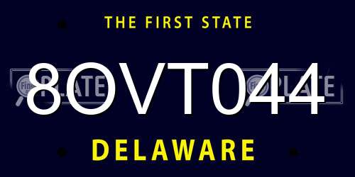 8OVT044 Delaware License Plate