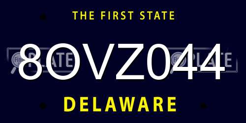 8OVZ044 Delaware License Plate