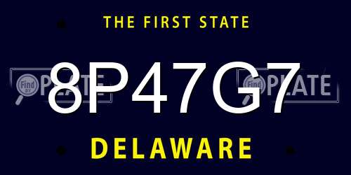 8P47G7 Delaware License Plate