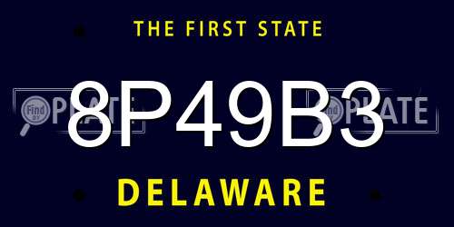 8P49B3 Delaware License Plate
