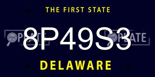 8P49S3 Delaware License Plate