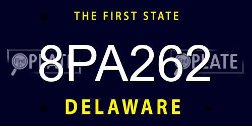 8PA262 Delaware License Plate