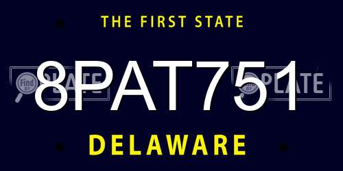 8PAT751 Delaware License Plate