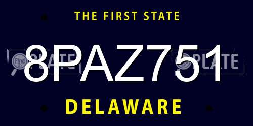 8PAZ751 Delaware License Plate