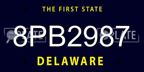 8PB2987 Delaware License Plate