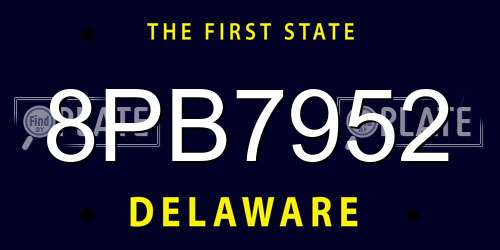 8PB7952 Delaware License Plate