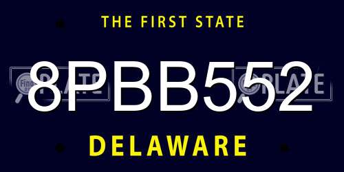 8PBB552 Delaware License Plate