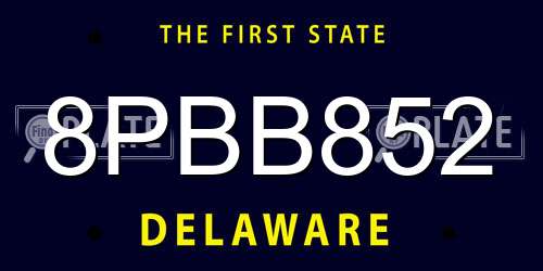 8PBB852 Delaware License Plate