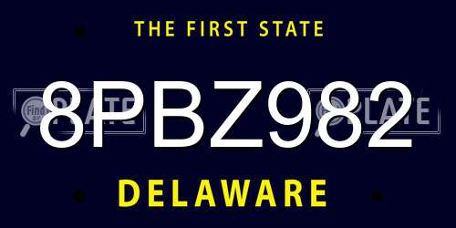 8PBZ982 Delaware License Plate