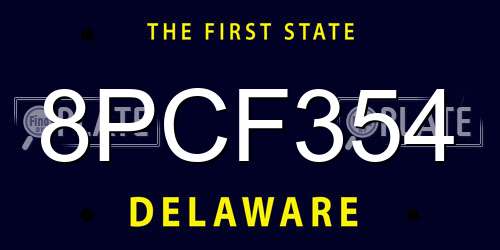 8PCF354 Delaware License Plate