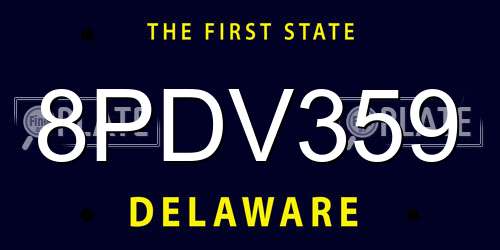 8PDV359 Delaware License Plate