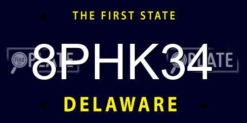 8PHK34 Delaware License Plate