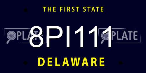 8PI111 Delaware License Plate
