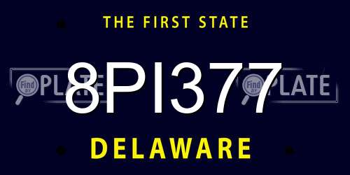 8PI377 Delaware License Plate