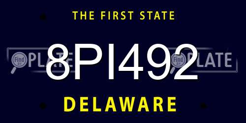 8PI492 Delaware License Plate