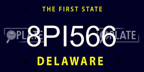 8PI566 Delaware License Plate