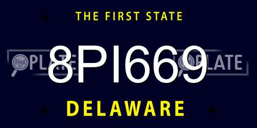 8PI669 Delaware License Plate
