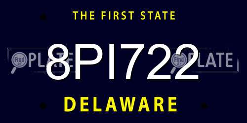 8PI722 Delaware License Plate