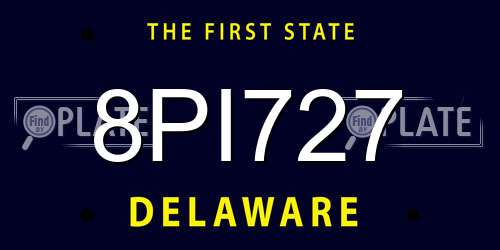 8PI727 Delaware License Plate