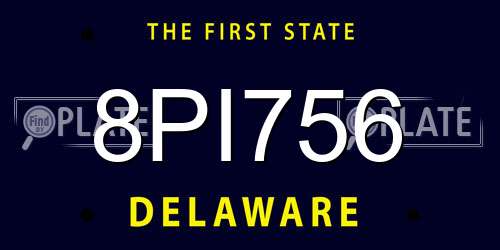 8PI756 Delaware License Plate