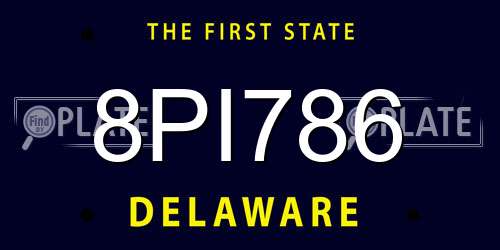 8PI786 Delaware License Plate