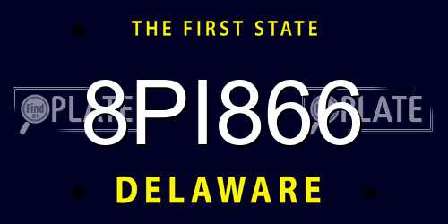 8PI866 Delaware License Plate