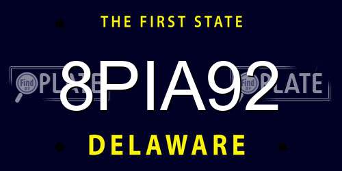 8PIA92 Delaware License Plate