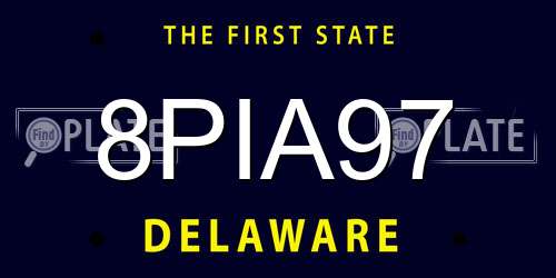 8PIA97 Delaware License Plate