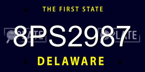 8PS2987 Delaware License Plate