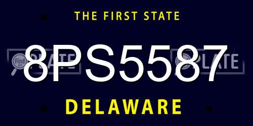 8PS5587 Delaware License Plate