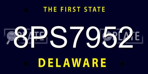 8PS7952 Delaware License Plate
