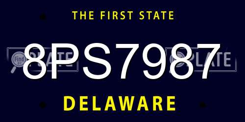 8PS7987 Delaware License Plate