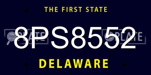 8PS8552 Delaware License Plate
